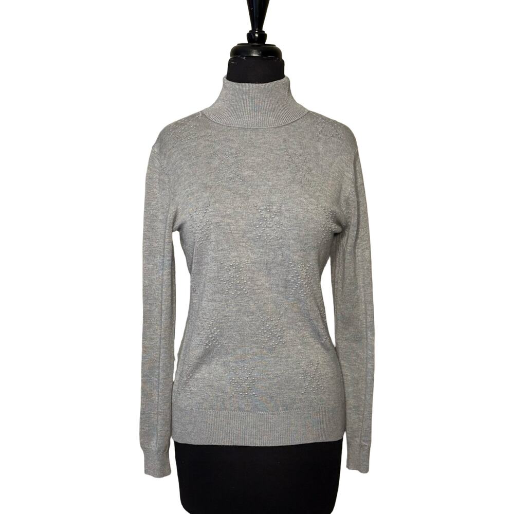 Select + Trend Gray Lightweight Turtleneck Sweater Medium